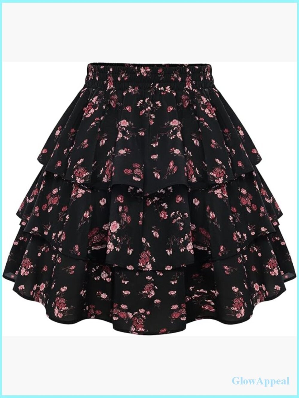 Mini Skort with Built-In Shorts and Pockets Tiered Ruffle Floral Skirt